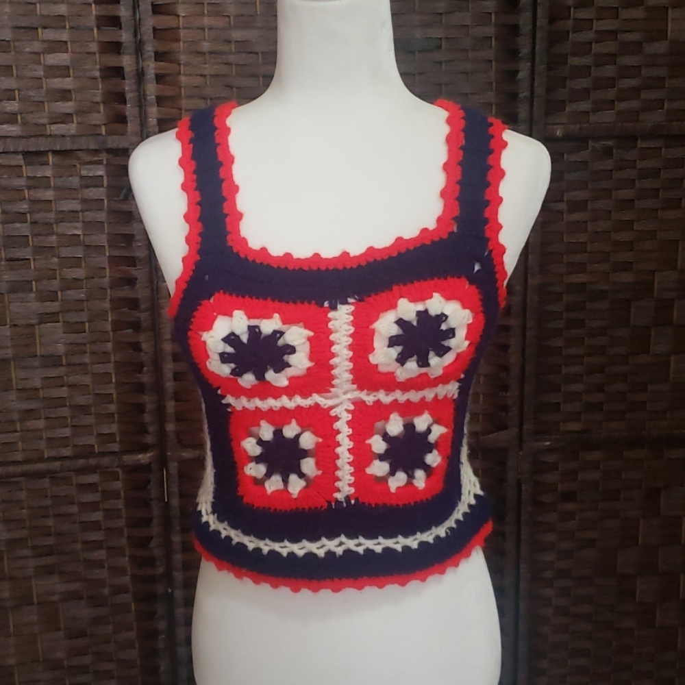 Vintage retro Jane Hunter crochet top size…